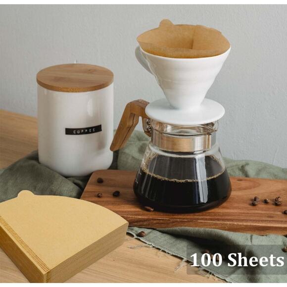 V01 Natural Unbleached Coffee Filters – V-Shaped Cone for Pour Over – 100 Count - Picture 3 of 5